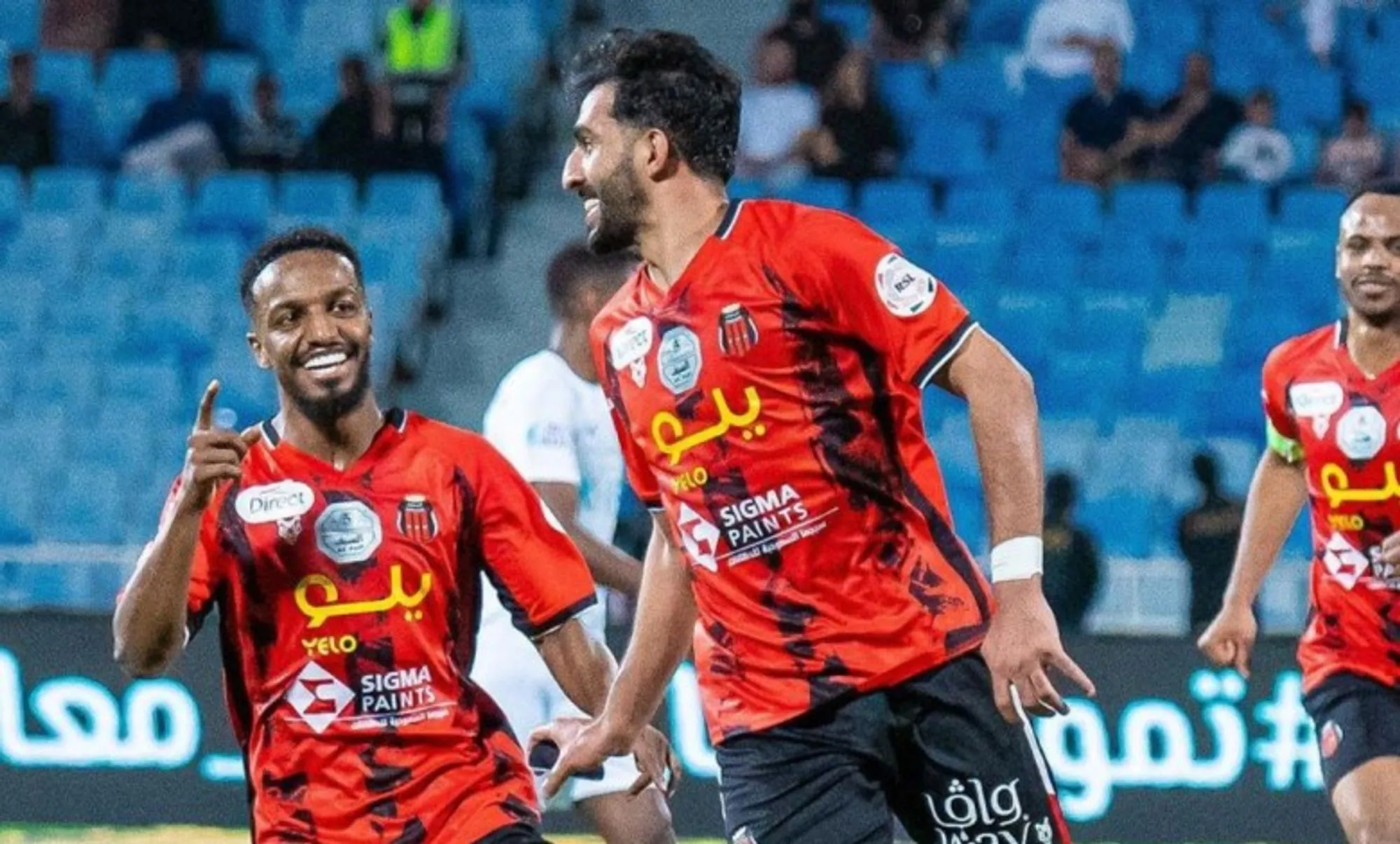 Al Riyadh players celebrate a goal in a past match.