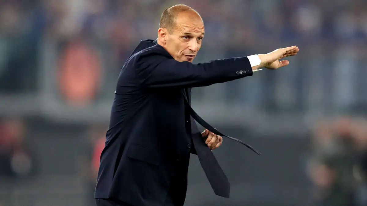 Massimiliano Allegri Gestures From the Touchline in a Past Juventus Match