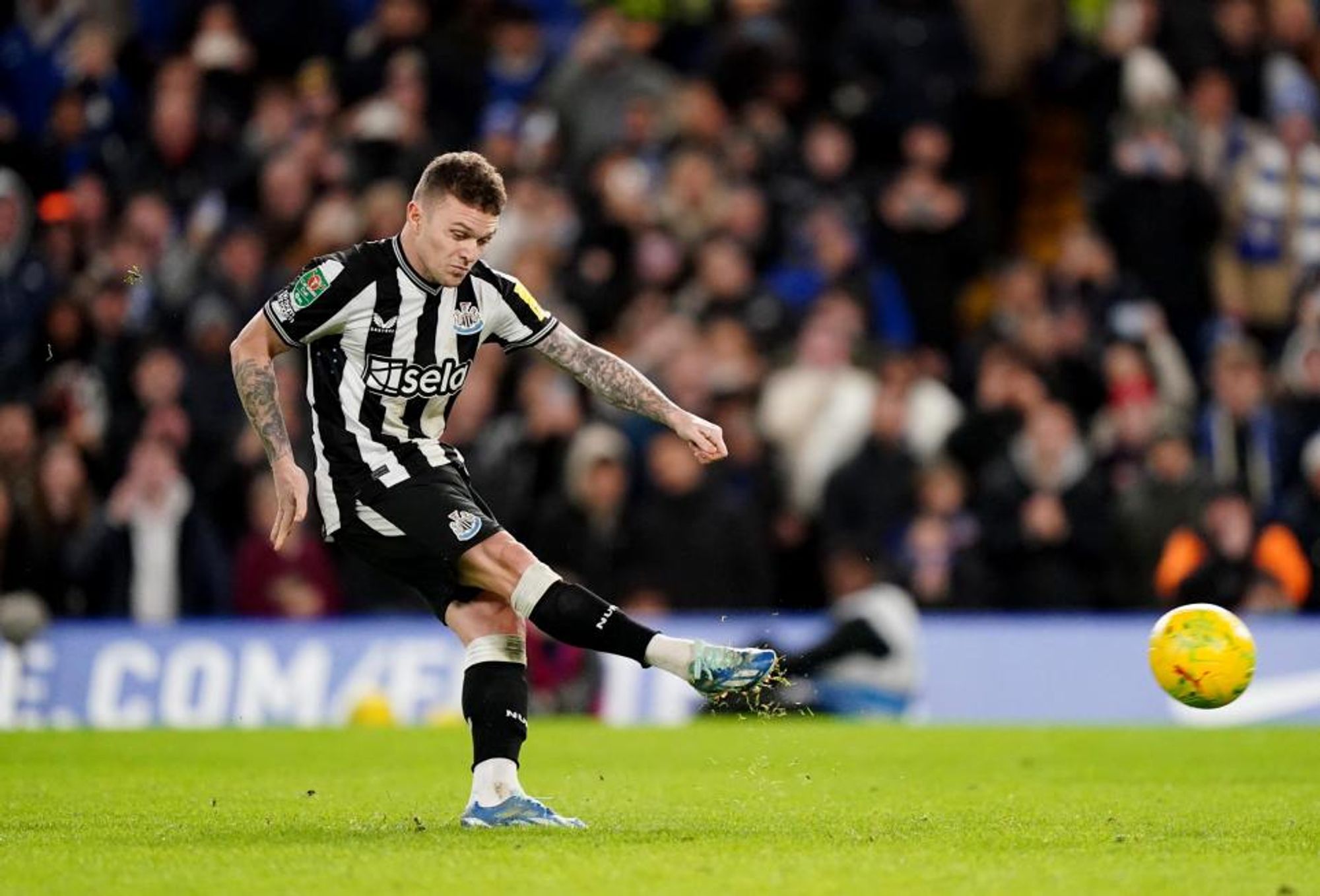 Kieran Trippier Takes A Freekick in A Past Match For Newcastle United.