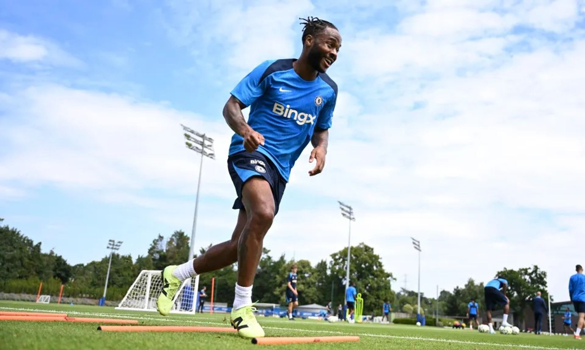 Raheem Sterling Participating in A Training Drill in Chelsea's Pre-Season Training.