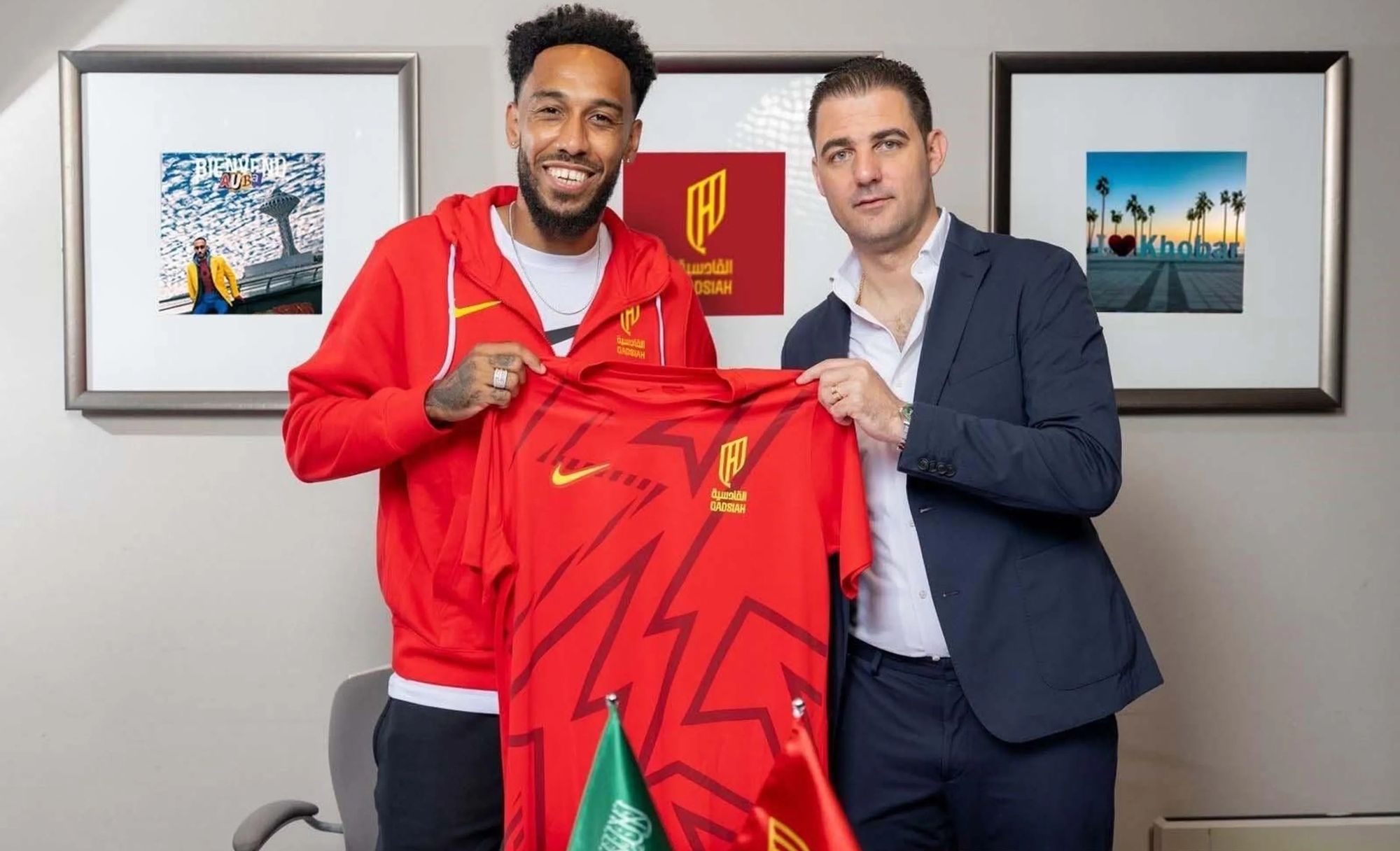 Pierre-Emerick Aubameyang Officially Signs for Al Qadsiah As He Holds Up Club Jersey