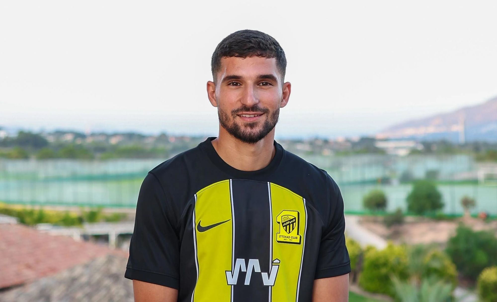 Houssem Aouar Poses In An Al Ittihad Jersey After Joining The Jeddah-Based Club