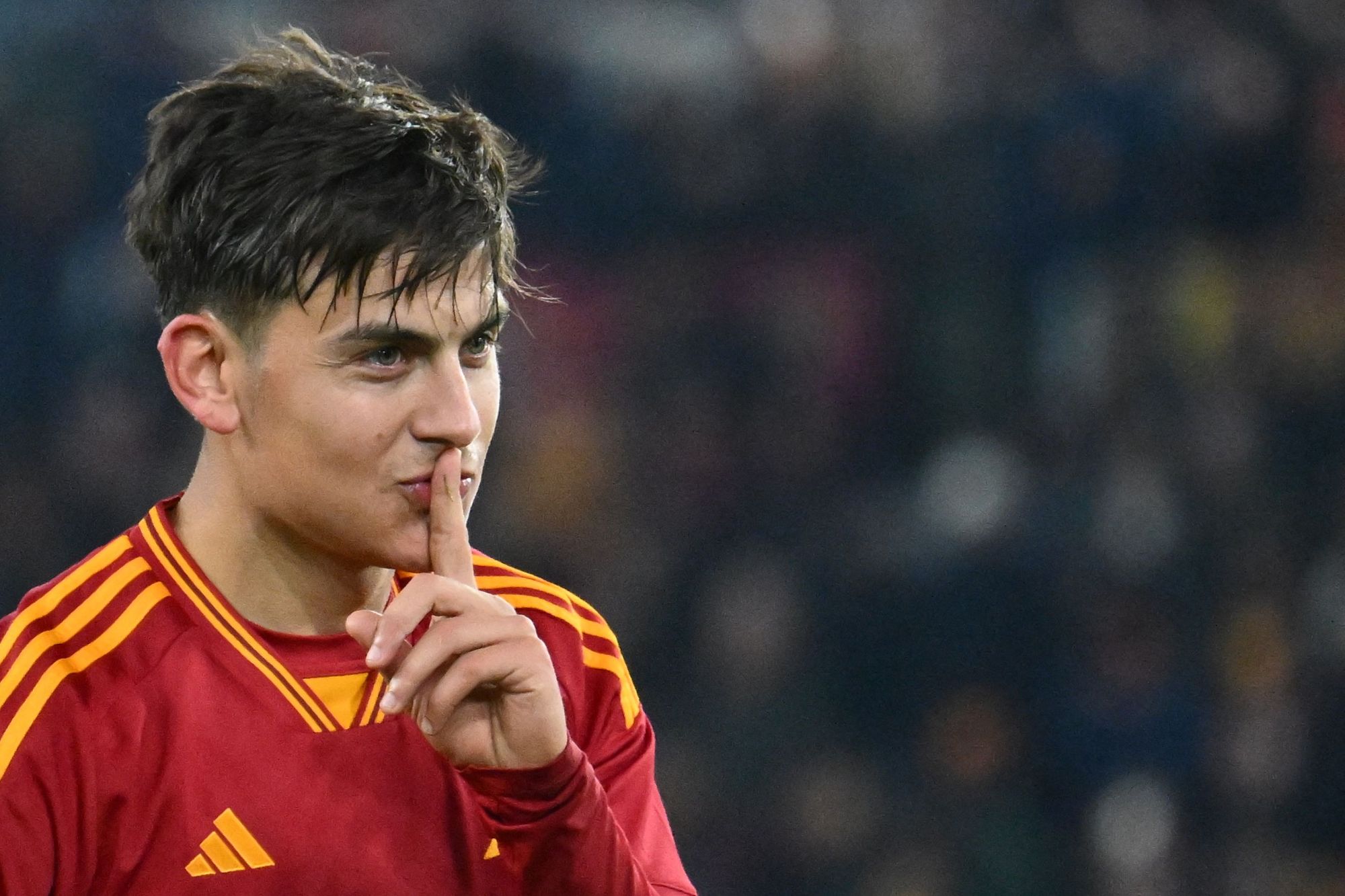 Paulo Dybala Celebrates a Goal For AS Roma In a Serie a Match Against Udinese.