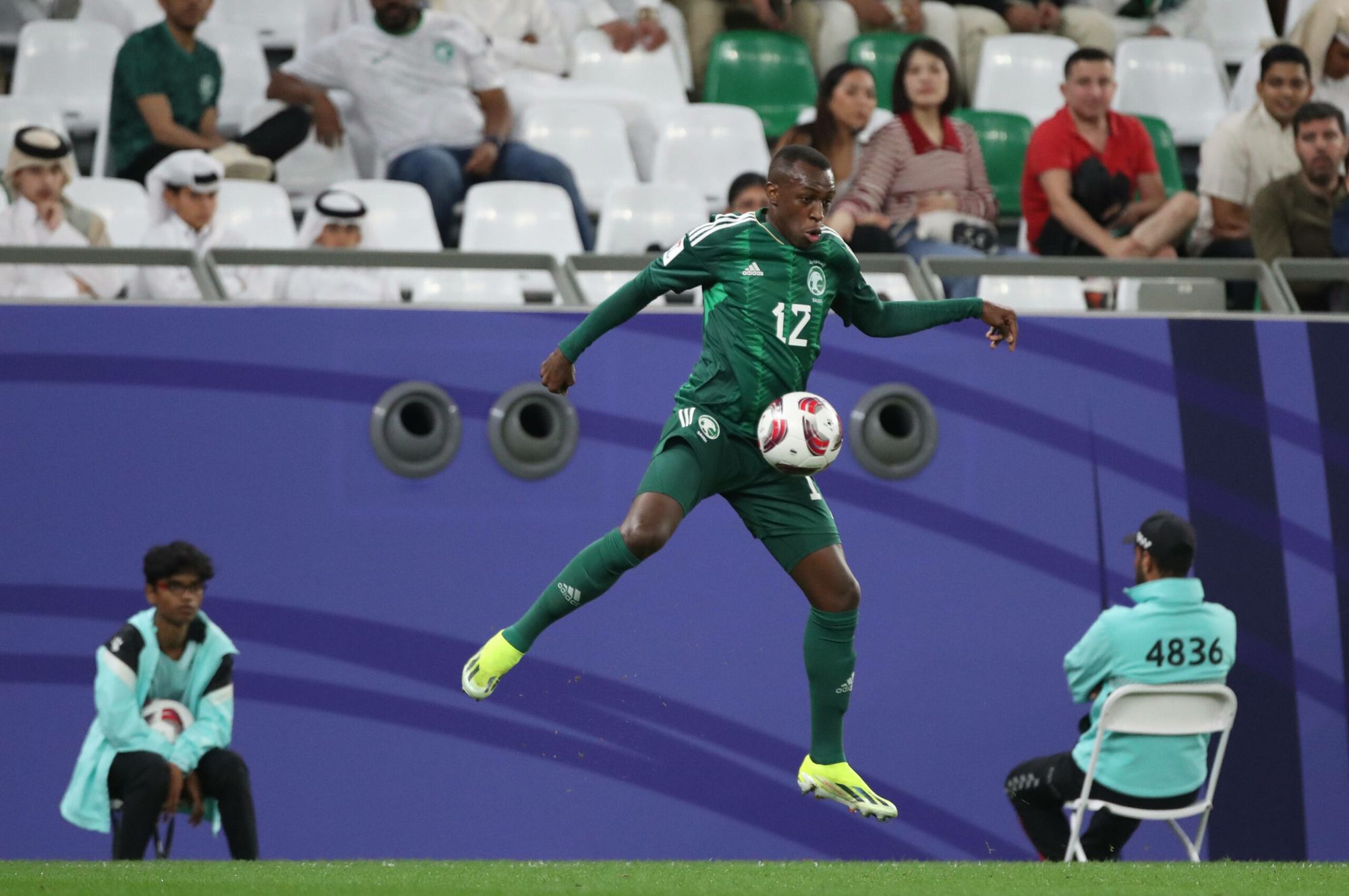 Saud Abdulhamid, On International Duty With Saudi Arabia, Controls The Ball During A Match.