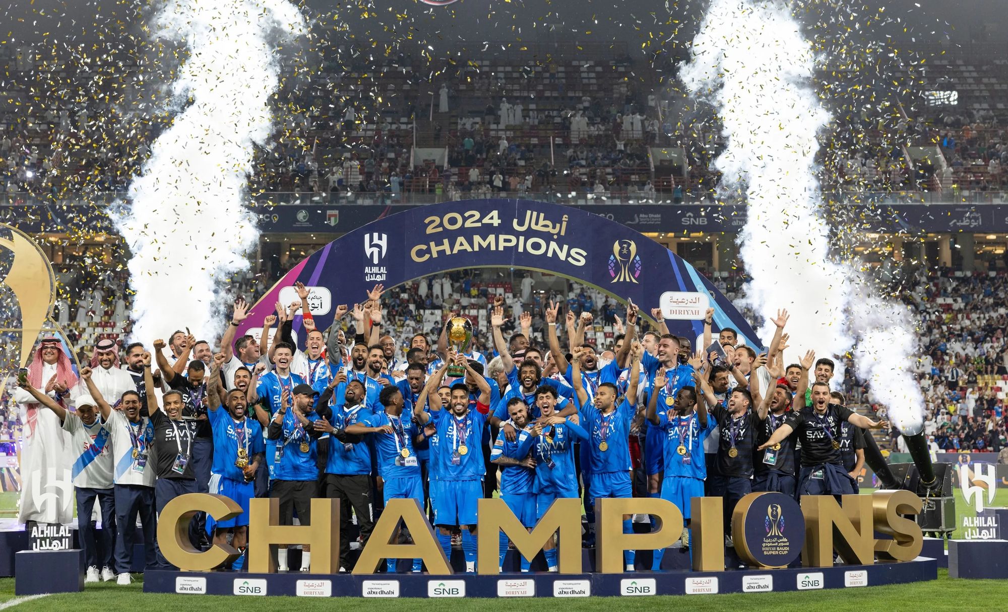 Al-Hilal Lift Saudi Super Cup Trophy, Which They Intend to Defend Against Al Ahli on Tuesday.