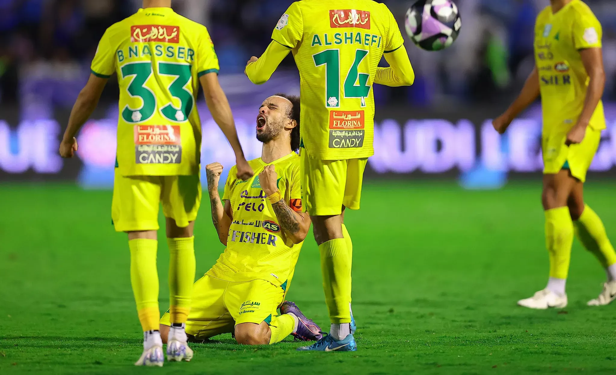 Fabio Martins celebrated with great joy as his 85th-minute winner brought Al Hilal's 46-match unbeaten streak to an end.