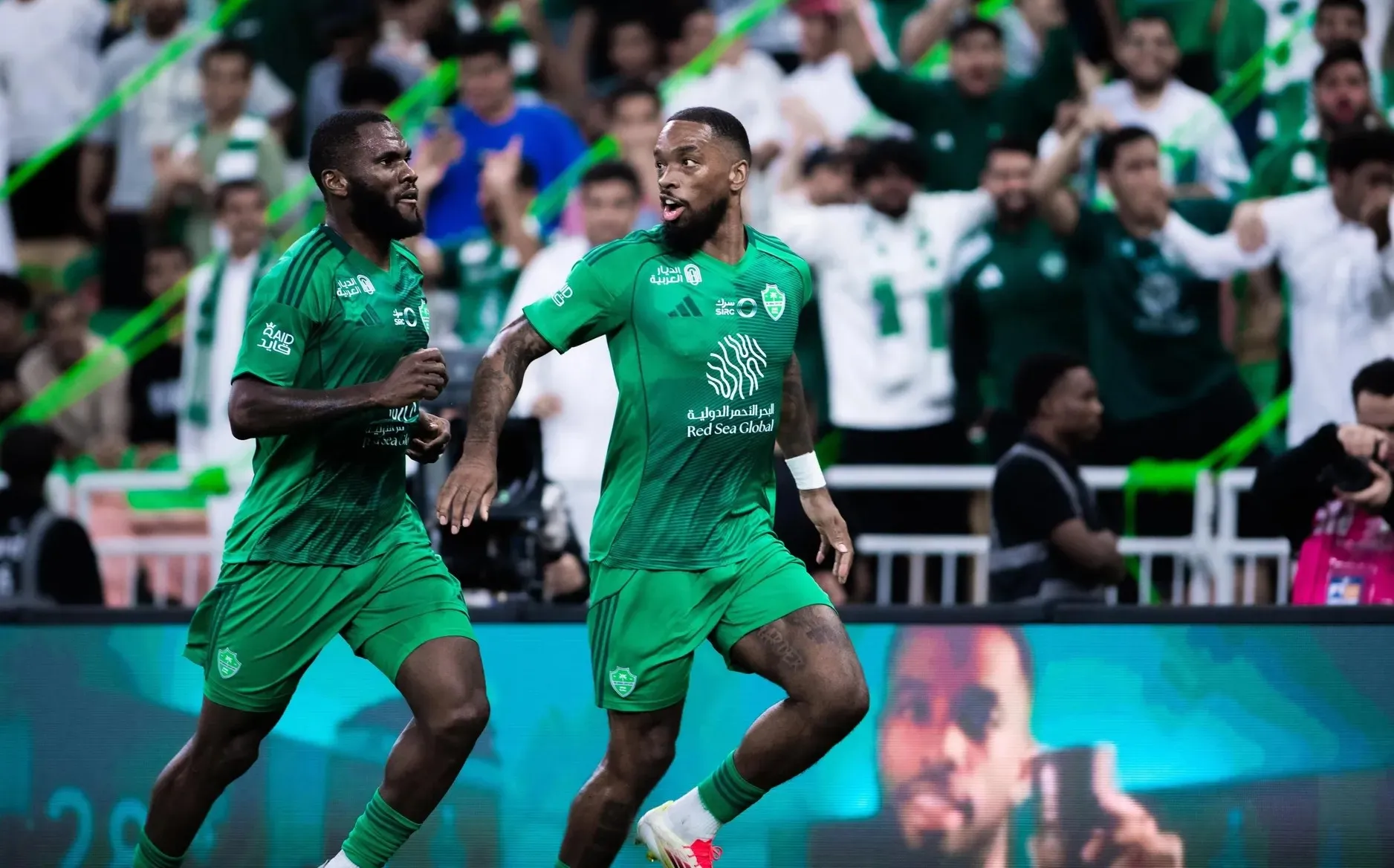 Ivan Toney of Al Ahli celebrates after scoring against Al Ittihad in the Jeddah Sea Derby, Saudi Pro League, March 2026