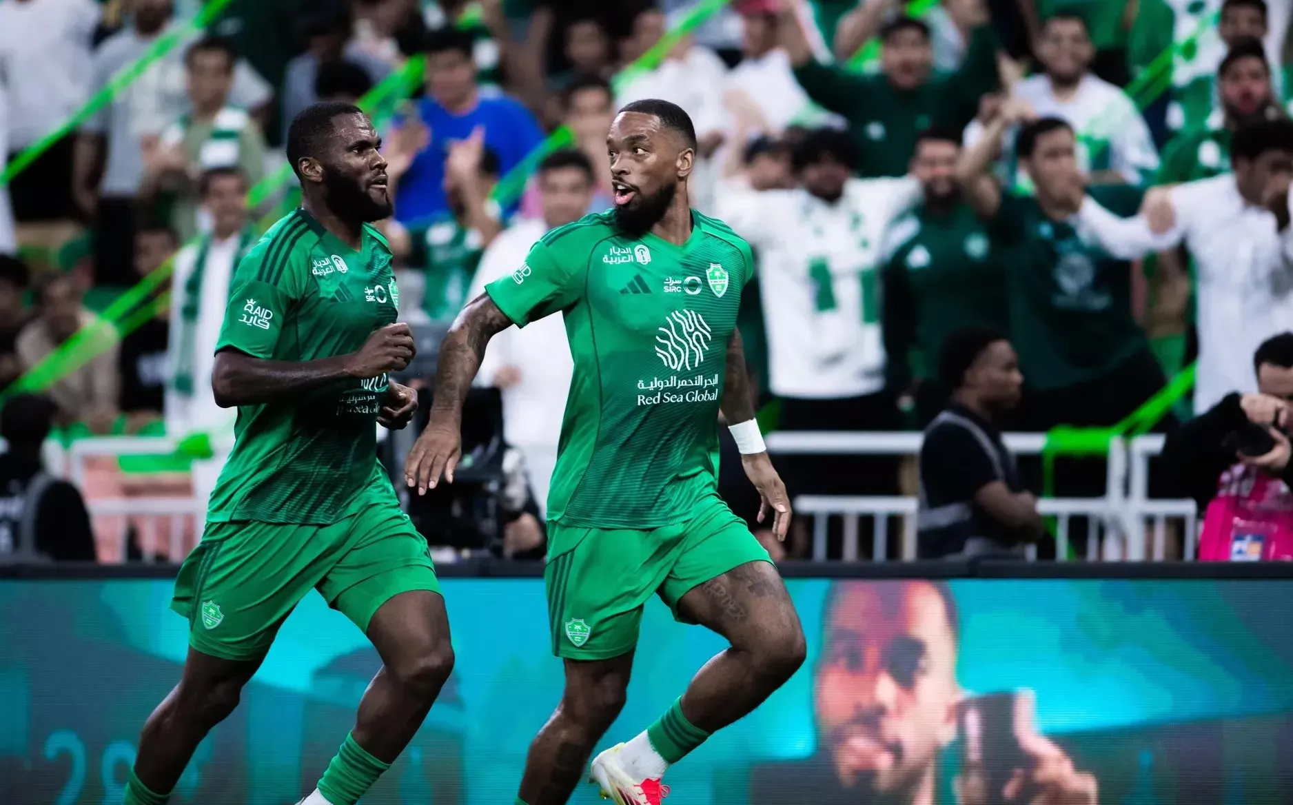 Ivan Toney of Al Ahli celebrates after scoring against Al Ittihad in the Jeddah Sea Derby, Saudi Pro League, March 2026